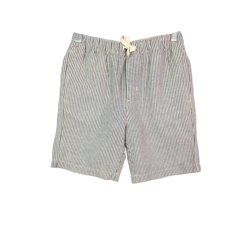 Janie and Jack Striped Shorts Kids 10 Linen Blend Blue Cream Nautical Drawstring